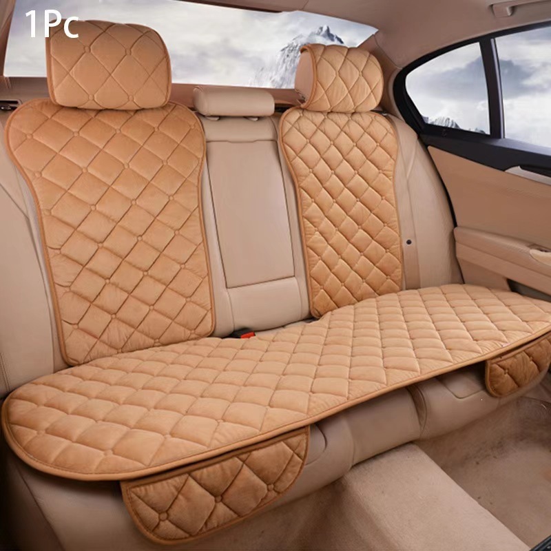 Car seat cushion for winter warmth, slim waist design, single seat rear + backrest, universal plush seat pad for winter, available for wholesale