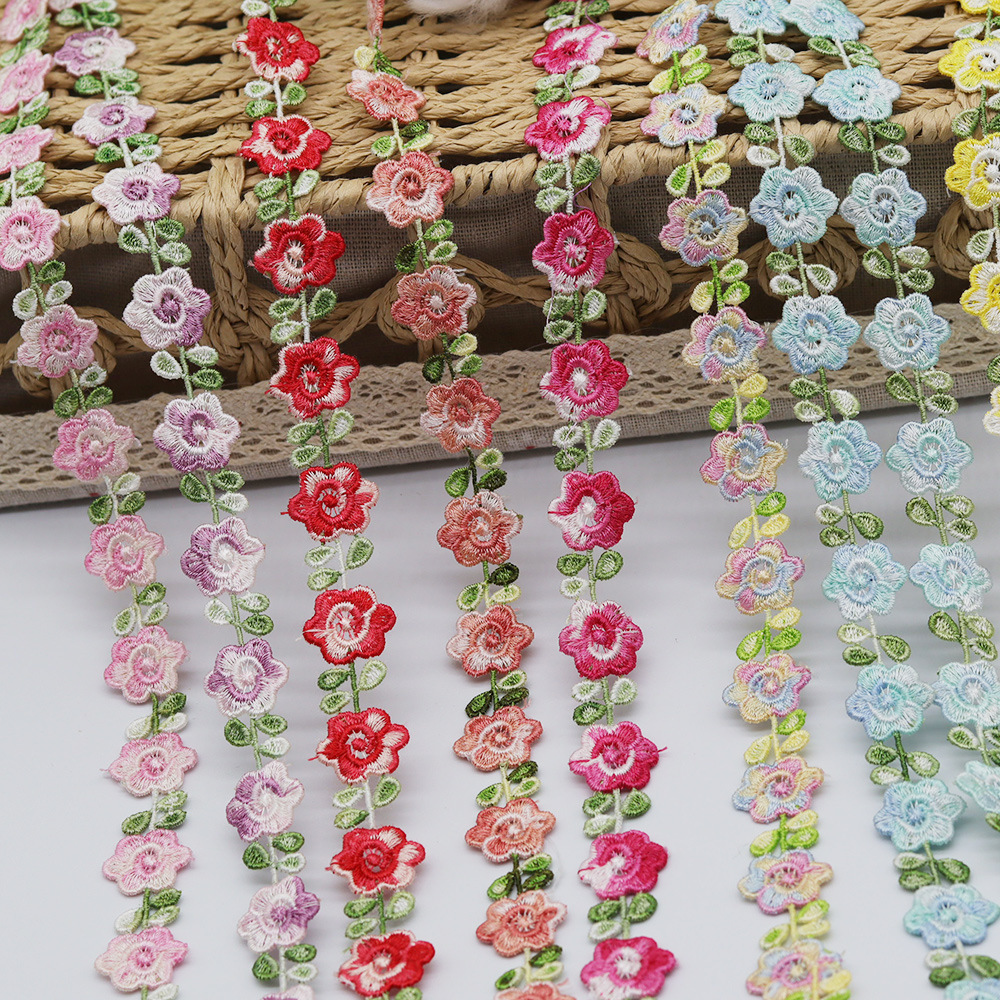水溶玫瑰花花边雏菊太阳花红色黄色绿色蕾丝串珠材料蝴蝶结DIY