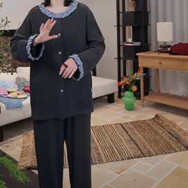 2025新款韩版春秋季长袖长裤纯色睡衣女宽松舒适家居服