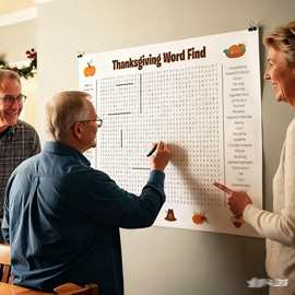 跨境爆款Jumbo Thanksgiving Word Search Poster 感恩节单词海报