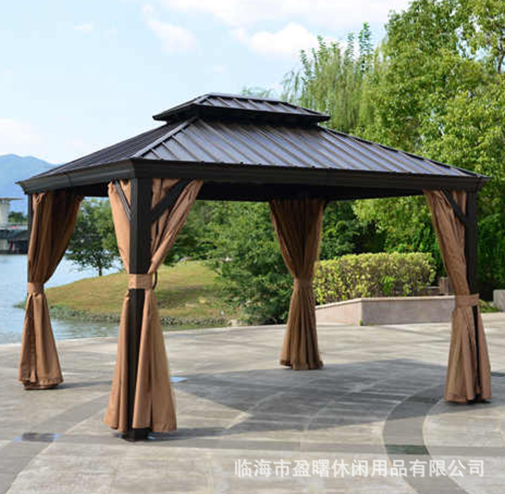 Outdoor Luxembourg open-air pergola garden villa courtyard sunshade zinc-plated luxury double-top pergola four-post pavilion
