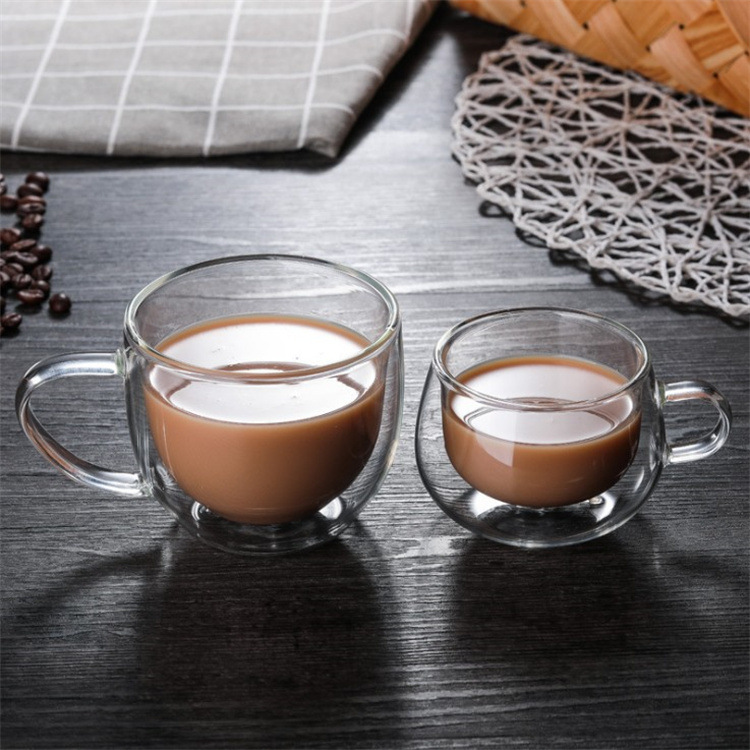 Hogar de doble capa de vidrio ins estilo simple borosilicato transparente creativo taza de agua con mango taza de café taza de leche