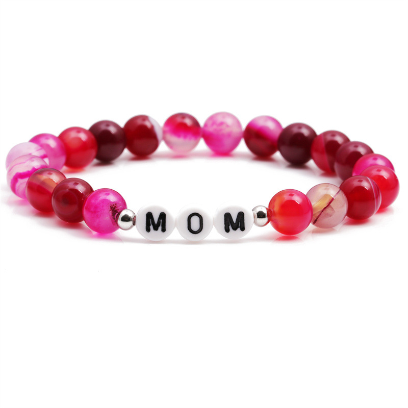 Europa y América simple transfronteriza Rose línea roja ágata pulsera de cuentas MAMA pulsera de cuentas del Día DE LA Madre pulsera para las mujeres
