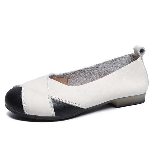 Women's Shoes Spring and Summer  New Granny Shoes Women's Flat Cross Retro Shallow Mouth Maternity Shoes Single Shoes Color Matching Mom's Shoes
