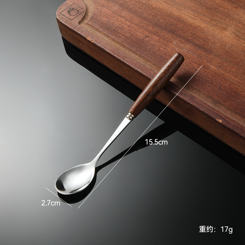 Madera de haya, alas de pollo, mango de madera, cuchillo y tenedor de acero inoxidable doméstico, cubiertos, cuchillo y tenedor de carne brillante, cuchara de carne occidental