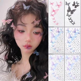 Studio style stage makeup facial decoration acrylic Diamond stickers self-adhesive tulle butterfly series Diamond stickers in stock