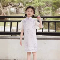 Cheongsam 2024 новый детский китайский стиль ретро мода ежедневное улучшение платья cheongsam летом