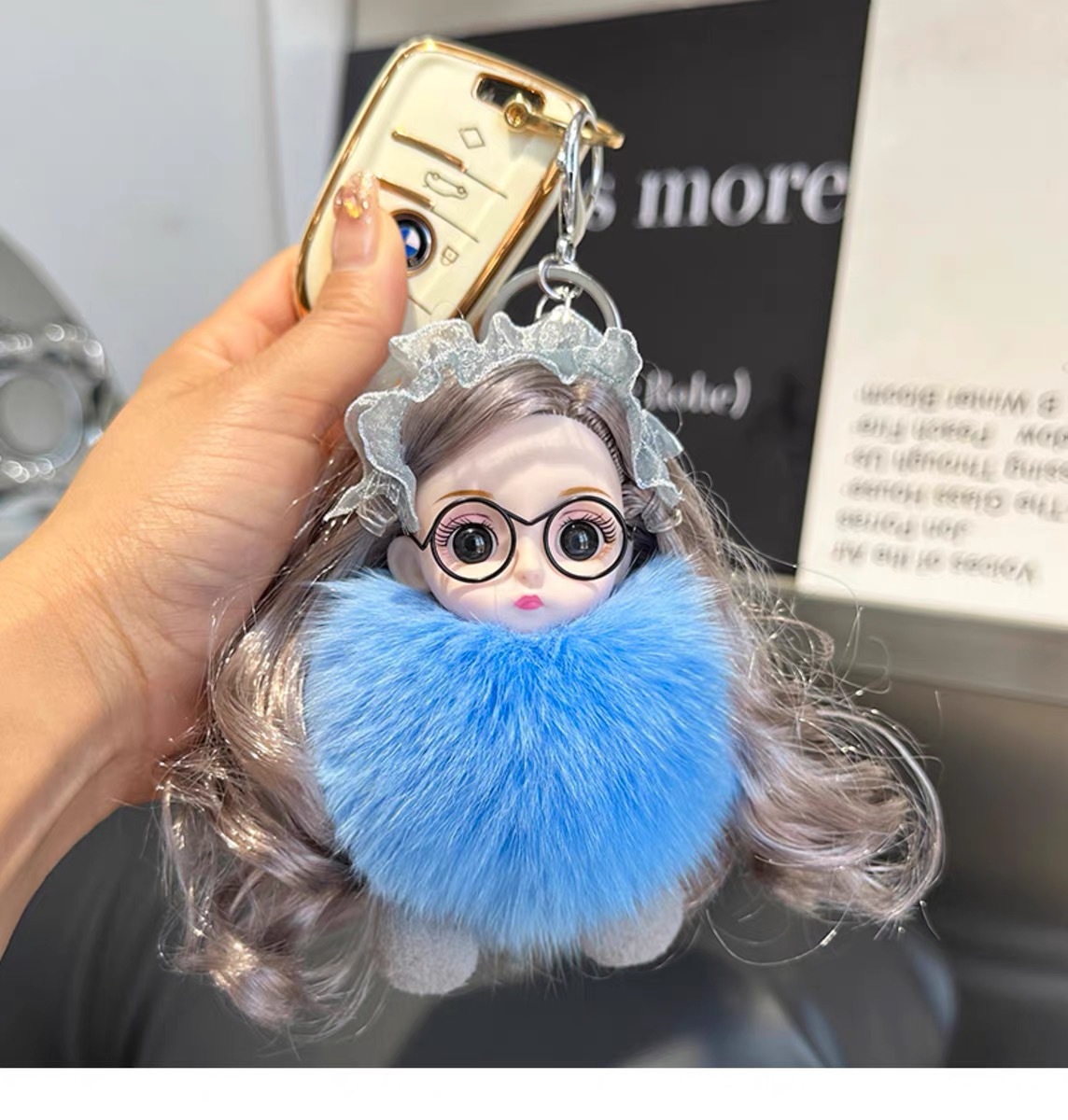 Rebase karusnahast nuku auto võtmehoidja ripats armas plush nukk nukk raamatukoti ripats paarile kingitus_voghion.com