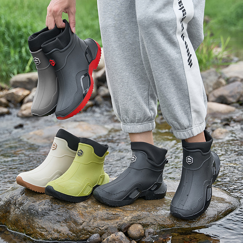 Cross-border rain boots men's water boots non-slip waterproof shoes…