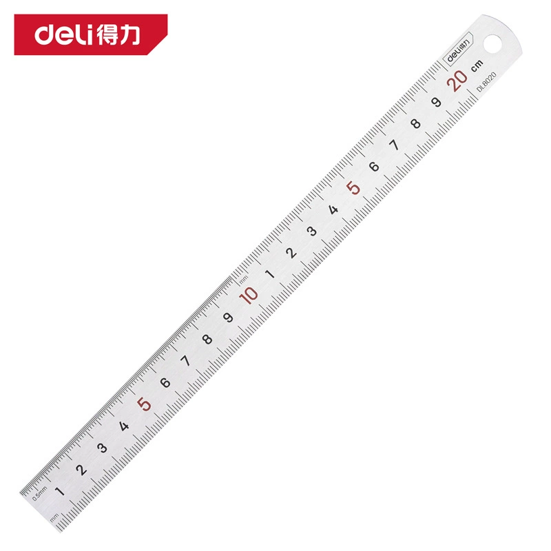 Deli Tools DL8020 Нержавеющая сталь Прямая линейка Шкала Метрическая шкала Чертеж Стальная линейка 20 см