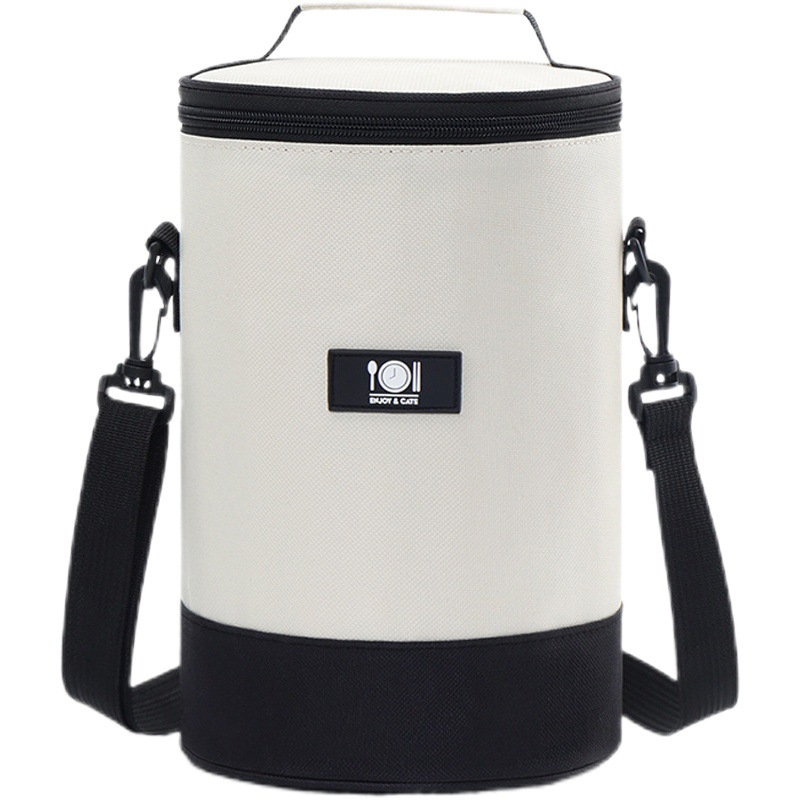 Nueva bolsa de almuerzo de aluminio de gran capacidad bolsa de almuerzo de aislamiento térmico bolsas de barril redondas con cinturón con bolsas de almuerzo explosión de comercio exterior