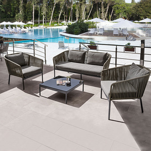 Outdoor Leisure Dining Table and Chair Outdoor Cafe Milk Tea Shop Balcony Rattan Chair Three-piece Courtyard Terrace Rope Table and Chair