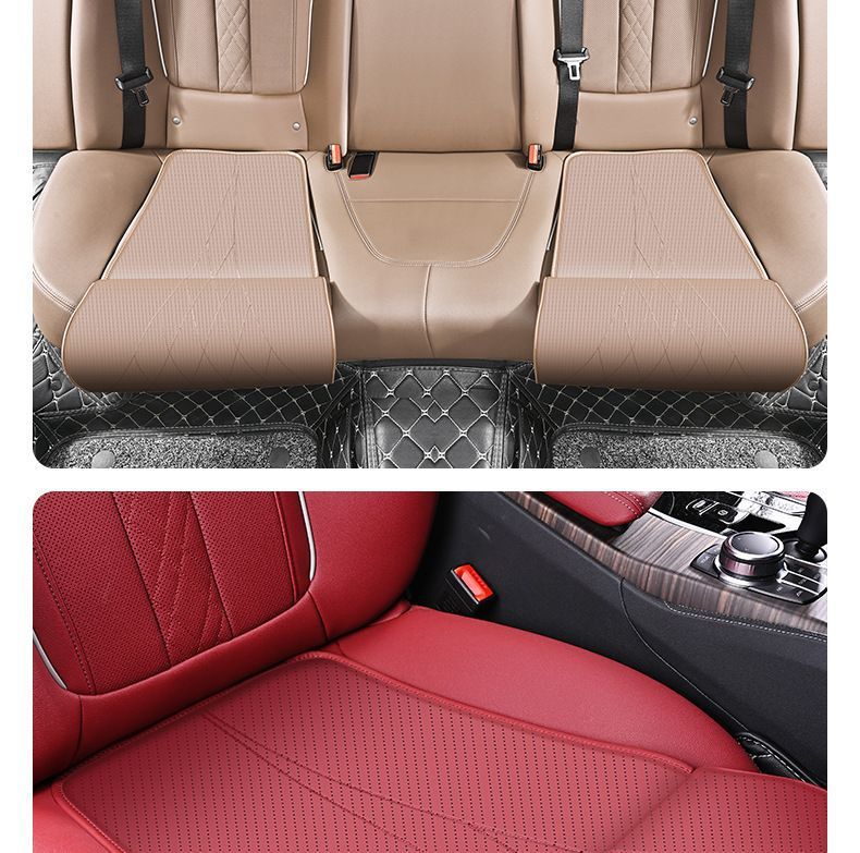 Car seat cushion with extended leg support, universal for all car models, high-grade perforated and ventilated leg support for vehicles