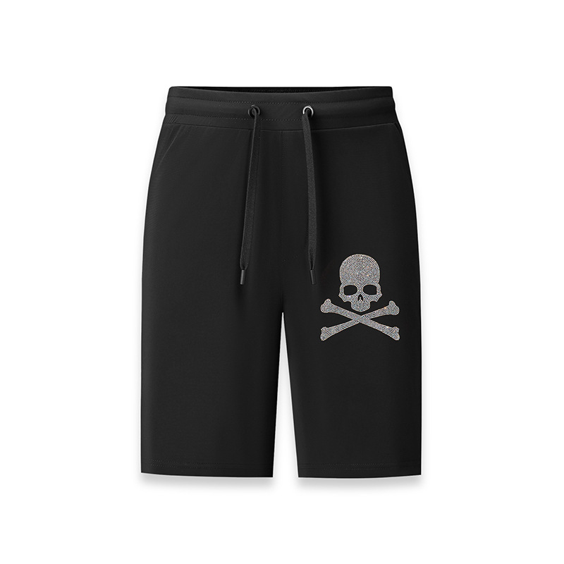 Skull Casual Sports Shorts Men's Summer Thin Trendy Brand Five-Point Ice Silk Outer Wear Large Pants Loose Beach Pants