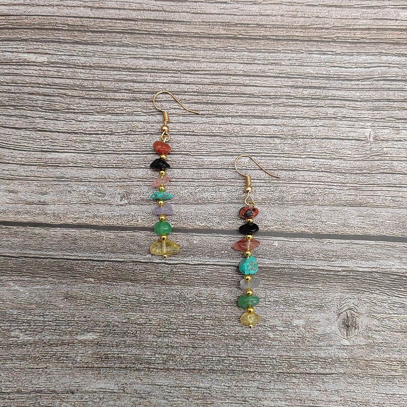 Travel Occasion Women'S Natural Stone Healing Geometric Drop Earrings Healing Crystals Jewelry