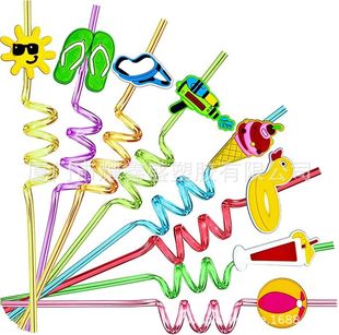 Summer Beach Pool Birthday Party Supplies Reusable Plastic Drink Straws