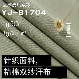 现货 305克重磅T恤面料 春夏针织潮牌短袖面料 全棉精梳双纱汗布