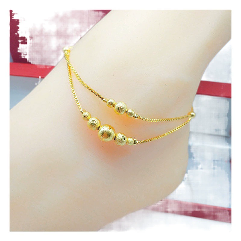 Новый ножной браслет женский вьетнамский песочный Золотой корейский модный трансферный бисер ювелирные изделия на щиколотке латунная позолоченная Женская цепочка прямые поставки