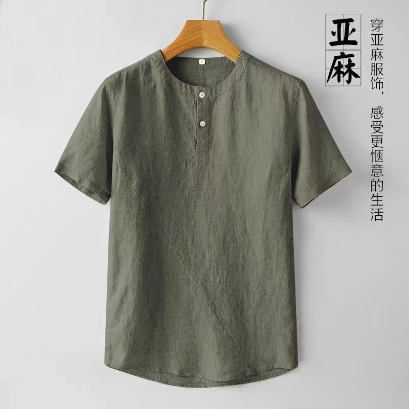 Men's All-Match Solid Color Cotton and Linen Short-Sleeved Shirt Men's Summer Simple plus size Loose Linen Pullover T-Shirt Top Men's All-Match Solid Color Cotton and Linen Short-Sleeved Shirt Men's Summer Simple plus size Loose Linen Pullover T-Shirt Top