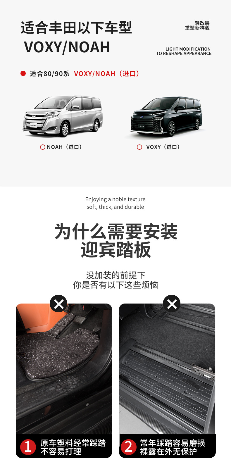 Suitable for Hong Kong and Macau Right-Hand Drive Noah/Voxy 80 Series and 90 Series Door Sill Strips and Welcome Pedal Modification Car Accessories