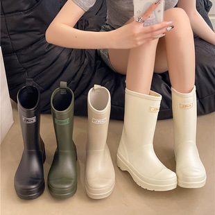 New HT British style mid-barrel rain boots fashion couples rain shoes women's water shoes men's rubber shoes for export