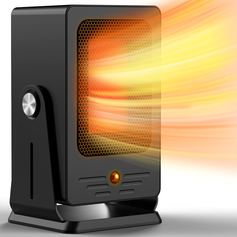 900W ポータブル電気スペースヒーター 洗練されたブラックセラミック|undefined