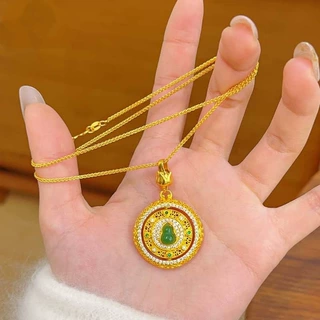 铜合金轻奢高级感点钻花丝葫芦平安扣吊坠女仿真金福禄毛衣链饰品