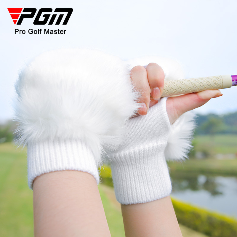 Găng tay nửa ngón golf PGM nữ giữ ấm lông thỏ giả đàn hồi cao — Một size