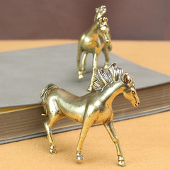 Solid pure brass office desk small ornament zodiac horse antique bronze tea pet decoration craft gift handle piece