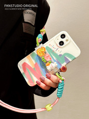 小眾彩虹背夾適用iphone14手機殼13背帶12蘋果11斜挎14plus保護套