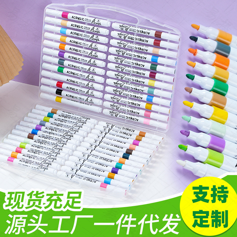 Bolígrafo de acrílico 24 color conjunto de tinta acuosa bolígrafo de graffiti cerámico bolígrafo de acrílico marca de pigmento