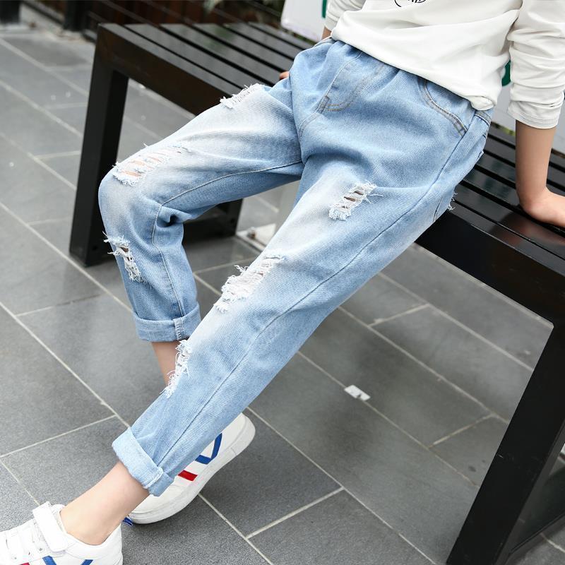 Spot quick hair children's clothing girls' jeans Wholesale of children's high waisted pants worn by older children and babies