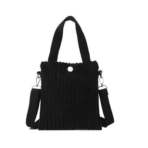 Winter textured corduroy bag handheld small bag for women  new ins fashion crossbody large capacity bucket bag