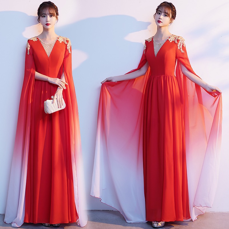 Estilo chino coro traje de las mujeres vestido elegante poesía recitación traje elegante adulto guzheng rendimiento vestido image 3