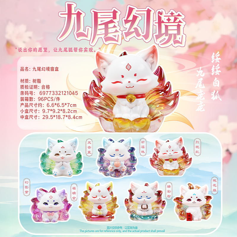 新款国潮山海狐缘盲盒桌面摆件树脂工艺品批发家居装饰品节日礼物|undefined
