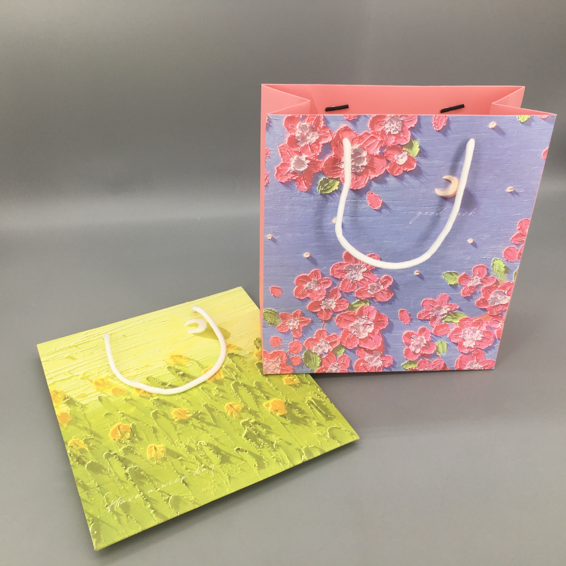 创意油画礼品袋文艺手提袋节日礼物生日精美花束包装礼物袋子