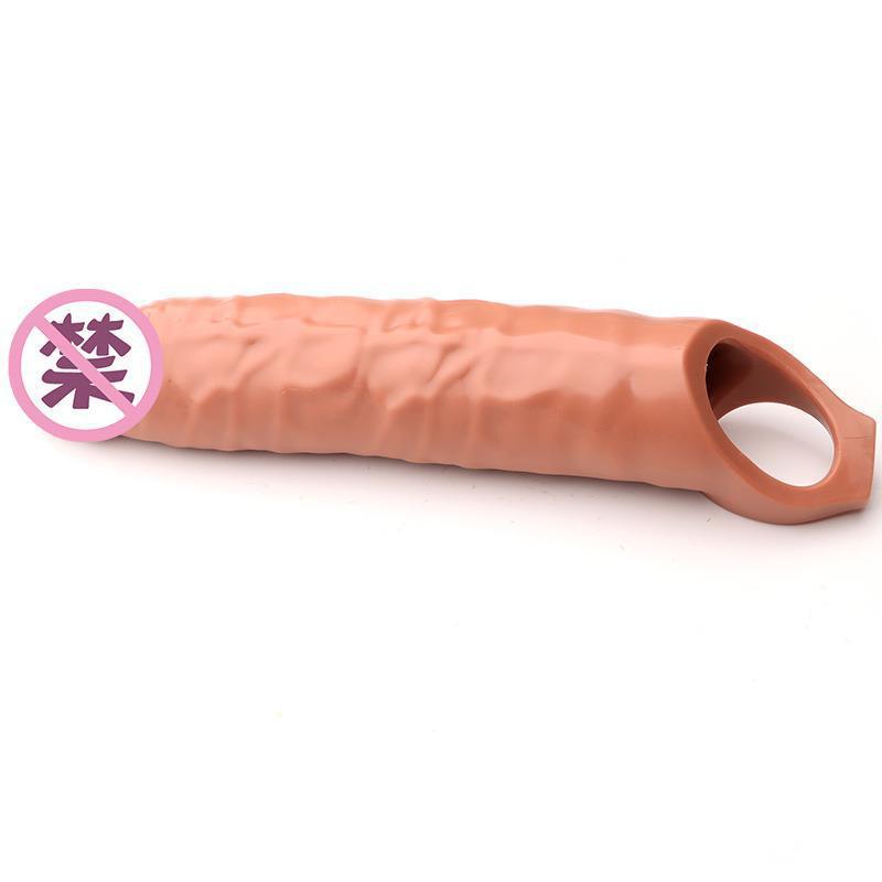 Funda de silicona para pene, agrandada y alargada, funda de dildo realista de cristal, funda erótica de diente de lobo, juguete para parejas, suministros de funda con bloqueo de semen.