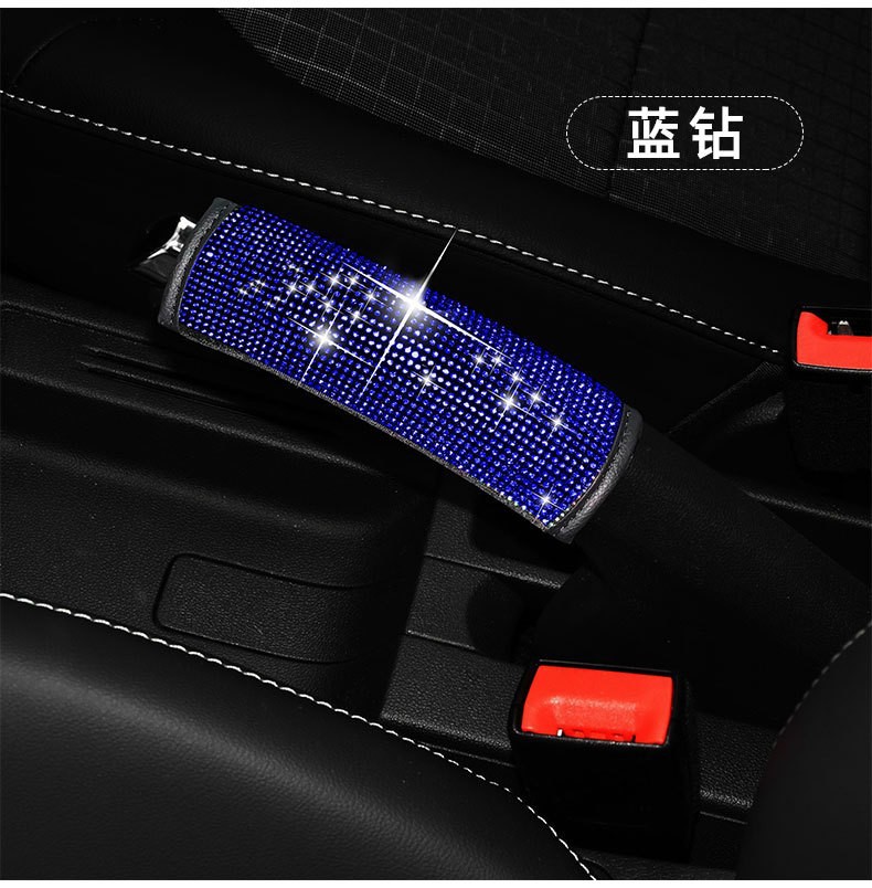 Car Diamond-Encrusted Handbrake Cover, Seatbelt Shoulder Pad, Hot-Drilled Gear Shift Head Protective Cover, Decorative Interior Accessories