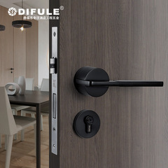 Wooden door handle lock zinc alloy indoor silent door lock modern simple bedroom door split lock mechanical lock black