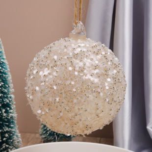 Wedding Holiday Scene Wedding Decorations White Sequin Christmas Tree Christmas Glass Ball Hanging Ornaments Round Balls