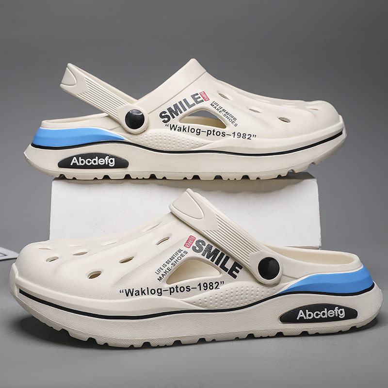 Zapatos con agujeros, sandalias de verano de dos desgaste, zapatos de suela gruesa EVA para hombre, sandalias de hombre de gran tamaño de alta gama