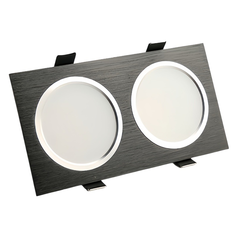 LED rectángulo cuadrado empotrado todo el downlight de aluminio blanco negro ultrafino oculto tres colores LED downlight de doble cabeza