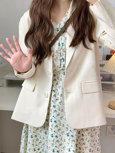 2023 Spring and Autumn New Chic Casual White Suit Jacket Women Small Korean Style Temperament Short Suit Top