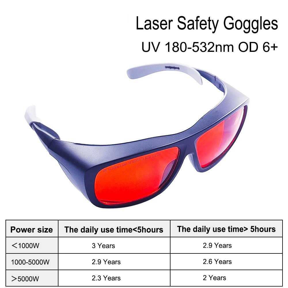 OD6 + gafas de protección láser UV luz azul luz verde 355 / 450 / 532nm gafas láser profesional