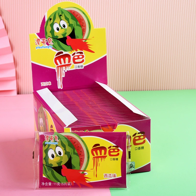 Новогодний набор конфет с надписью 'Blood-Color' Chewy Candy Pack, 5 шт. (11 г), вкусы клубника и арбуз, ностальгальная закуска