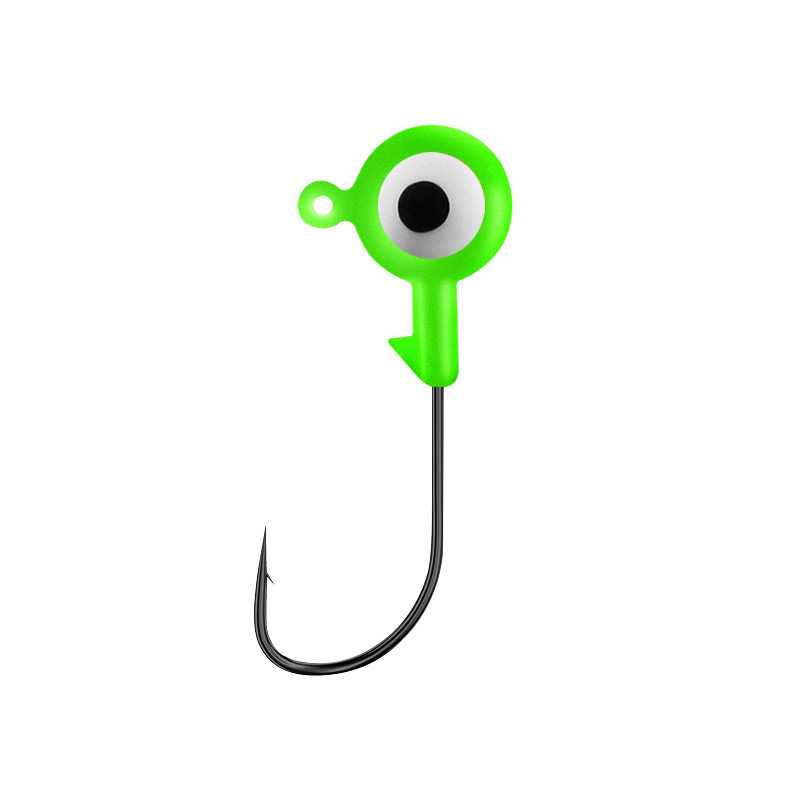 Anzuelo de pesca con cabeza de plomo para señuelos, al por mayor del fabricante, 4X reforzado, colorido, de doble ojo, antienredos, de acero al carbono