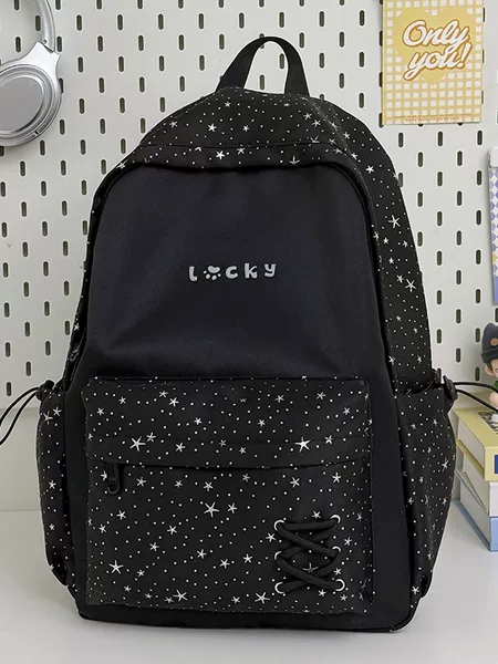 New star-dot backpack, fashionable and versatile student schoolbag, simple niche backpack, large-capacity commuter bag