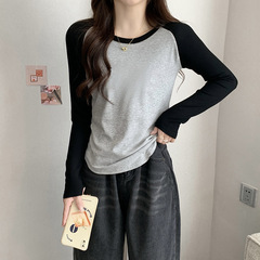 卸売りは肩の長袖のtシャツを挿します。