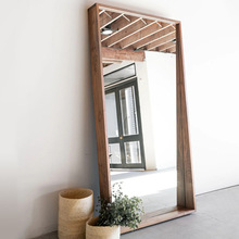 定做榉木框全身镜 美式装饰木框镜 简约家居落地镜 实木边框镜