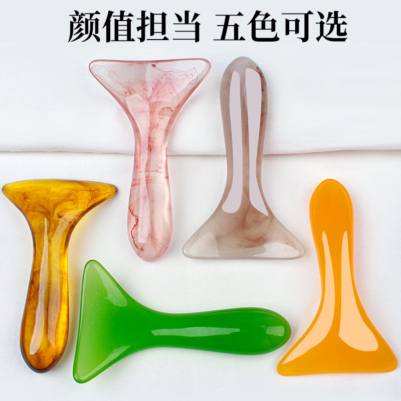 Arco de resina raspado pala columna cervical masajeador trasero pierna hombro cuello cara Meridian dragado rodando tendón cuerpo Universal